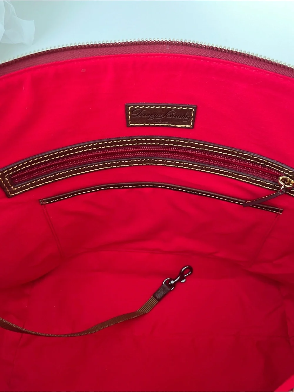 Dooney & Bourke Chestnut Brown Florentine Leather Zip-Top Large Tote - Picture 16 of 16